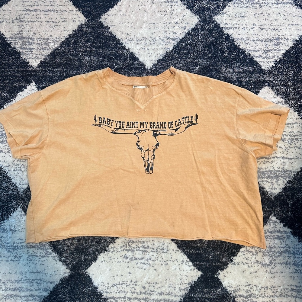Modish Rebel western cattle cropped oversized T-Shirt